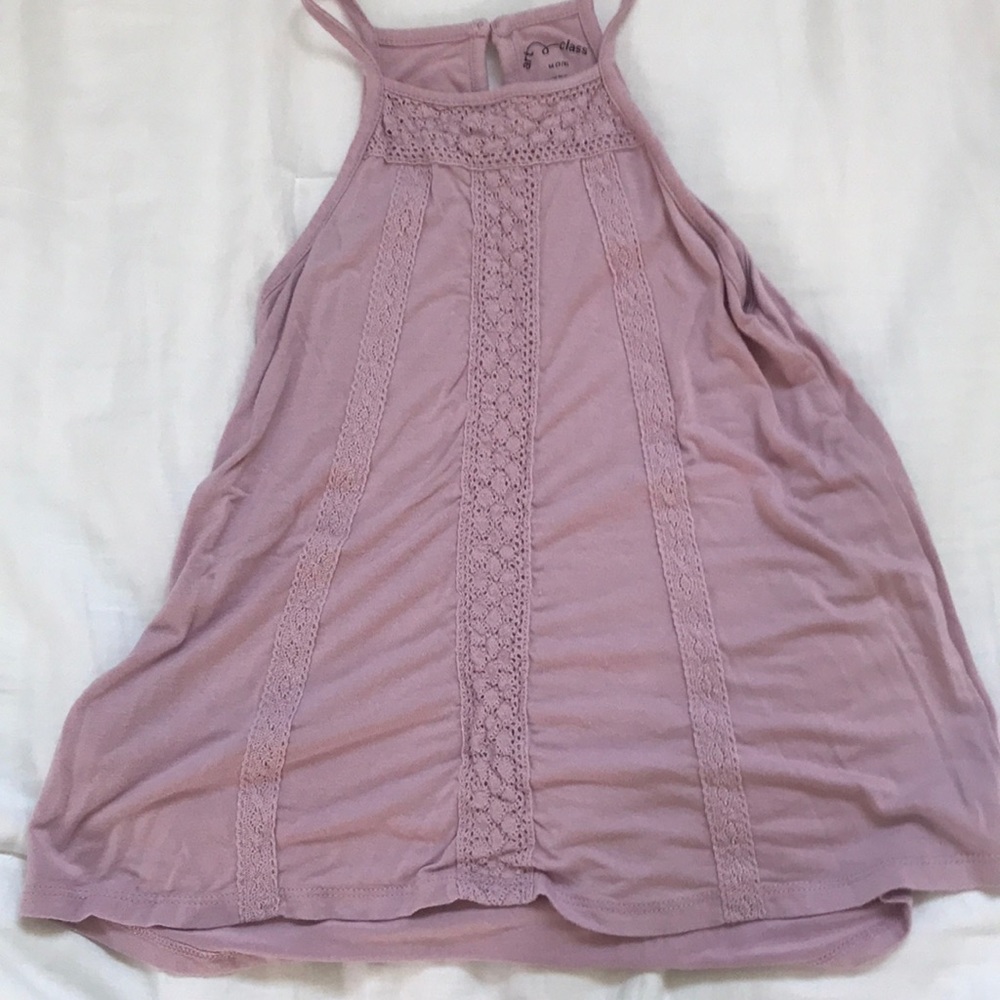 Flower embroidered lavender top